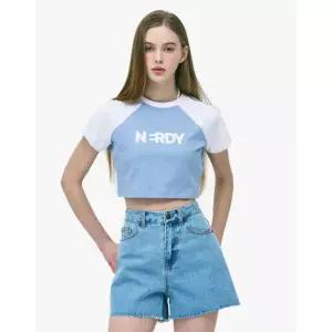 브랜드정품 널디 NDY 우먼스 NY 크롭 반팔 티셔츠 라이트블루 369118