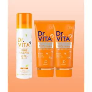 DRVITA [3종체험샘플증정]자외선 강력차단 3중 기능성 비타민 선크림 2개 + 선스프레이 1개 구성 (SPF50+/P