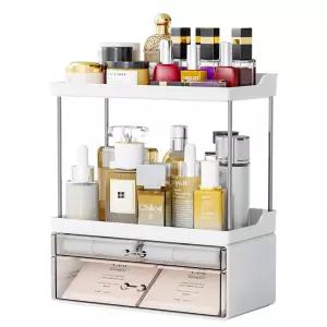 이에아치 아크릴 메이크업 오거나이저 카운터탑 드레서탑용 대형 스킨케어 플라스틱 욕실 뷰티 화장품 헤어