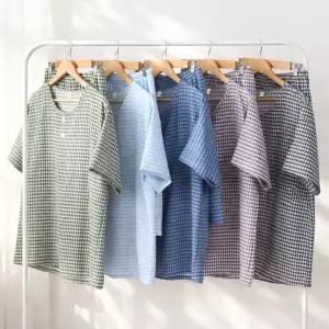 [모든GO]남자 시원한 잠옷세트 반팔 반바지 홈웨어 깅엄 체크 파자마 빅사이즈