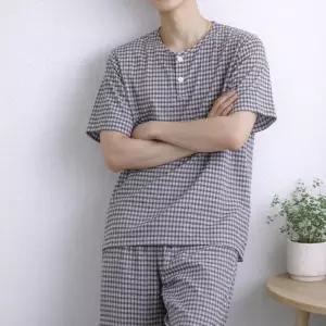 [모든GO]남성 깅엄 체크 잠옷세트 반팔 반바지 밴딩 파자마 홈웨어 데일리 빅사이즈