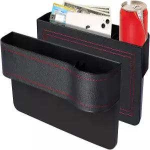 카시트 갭 필러 정리함 2팩 다기능 컵 홀더가 있는 오토 콘솔 측면 보관함 음료용 시트 후크 2개 휴대폰