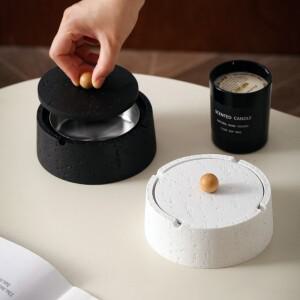 뚜껑이 있는 동굴석 재떨이, 거실용, 낙재 방지, 재통, 가정용 선물, 심플한 커피 테이블 실내 장식