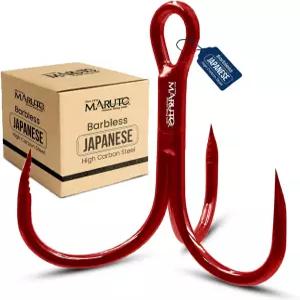 마루토 바블리스 트레블 낚시 바늘 날카롭고 강한 일본 고탄소강 사이즈 1~ 8 블랙과 레드 색상으로 제공