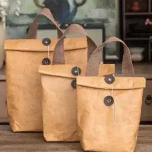 종이 보냉백 방수 도시락 직장인 소형 카키색 A 런치백 보온 크래프트 가방