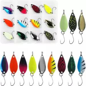 송어 낚시 숟가락 12/24개 세트 싱글 훅 하드 메탈 지깅 미끼 태클 크레이피 배스 퍼치 팬피쉬 파이크