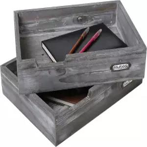 마이기프트 애쉬 그레이 우드 오피스 데스크톱 문서 편지지 트레이 스태킹 가능한 장식용 다목적 파일