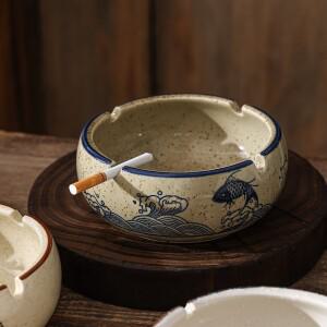 중국식 세라믹 재떨이 가정용 방진 거실 사무실 다실 티 테이블 레트로 뚜껑 포함 장식