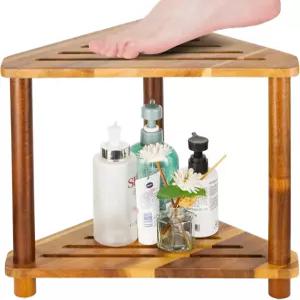 코너 샤워 스툴 면도 다리용 풋 받침대 내부 공간용 소형 아카시아 나무 방수 벤치코너 03