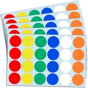2040피스 1인치 컬러 도트 스티커 차고/야드 세일 가격 6가지 색상