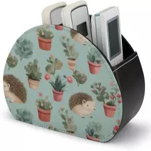 페키루트 헤지혹 화분 꽃 리모컨 홀더 5칸 PU 가죽 TV 컨트롤러 테이블용 보관함/트레이 캐디