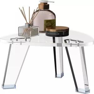 면도 다리용 아크릴 모서리 샤워 스툴 11.65 D X 11.94 W 12.2 H 튼튼한 발 받침대 내부 방수 미끄럼