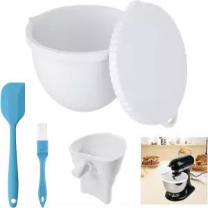 뚜껑이 있는 실리콘 볼 라이너와 접을 수 밀가루 깔때기 세트 KA 틸트 헤드 5 QT 스탠드 믹서 빵 만들기를