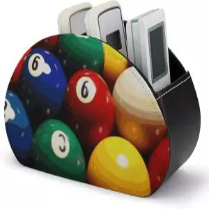 QMNBTES PU 가죽 컬러 당구 TV 리모컨 홀더 5 슬롯 데스크톱 정리함 펜 메이크업 브러시용 블랙 홈 오피스