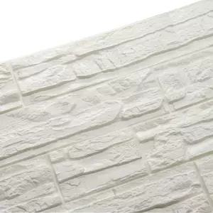 3D 벽 패널 스티커 벽지 방수 자가 페 폼 필 앤 스틱 장식 홈 오피스 배경 벽용 인공 흰색