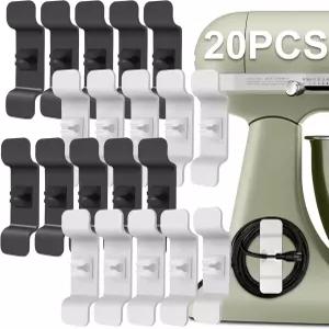 책상용 20PCS 가전제품 코드 정리함 업그레이드 주방 랩 번들 홀더 10 블랙 화이트
