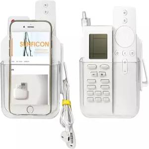 SUNFION 벽걸이 리모컨 TV 팬 홀더 머리맡 캐디 벽 정리함 휴대폰 사무용 접착 미디어 플레이어 컨트롤러