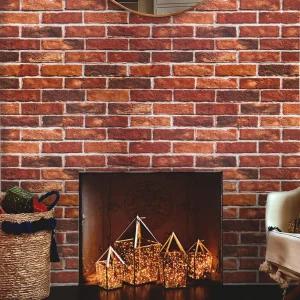 침실용 벽돌 벽지 필 앤 스틱 레드 17.7인치 X 118인치 벽난로용 인조 주방 액센트 홈 데코 파티