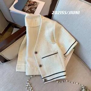 트위드 자켓 여자 린넨 크롭 코트 여성 가죽 청 재킷 여성용 프렌치 반팔 가디건 시크한 상의 정장 차케타