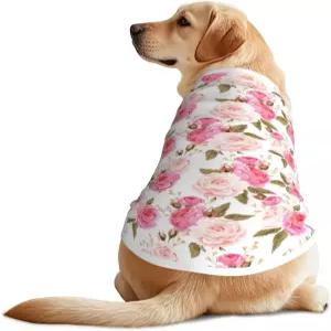 골든 리트리버 저먼 셰퍼드를 위한 야외 산책용 대형 개 메쉬 조끼 로즈 플라워 통기성 옷 소프트 경량