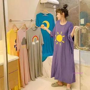 여성용 원피스 데일리 잠옷 임산부 반팔 홈드레스def647