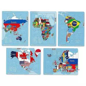 월드맵퍼즐 라인 세계 지도 판퍼즐세트 5대륙 목재bcd606