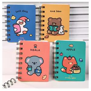 Rztxntp 4팩 동물 A7 나선형 노트북 세트 - 코알라 여우 오리 곰 디자인 80개의 빈 페이지 미니 포켓 저널