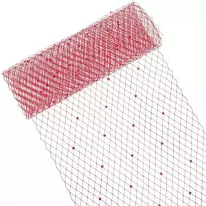 베네크레아트 1야드 새장 베일 네팅 원단 9.8인치 레드 러시안 밀러리 툴레 메쉬 모자 결혼식 장식용