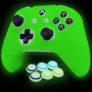HLRAO 컨트롤러 스킨 실리콘 그립 글로우 인 다크 보호 케이스 Xbox One 맞지 않음 6 액세서리 더