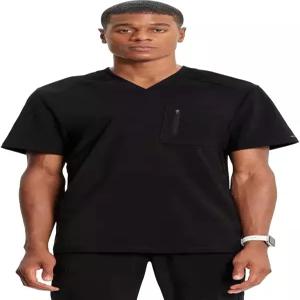 체로키 인피니티 남성 터커블 브이넥 스크럽 탑 모던 핏 포켓 2개 지퍼 가슴 립 니트 360 스트레치 -
