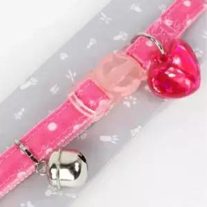 [반려] 고양이 핑크 1P 길이조절 목걸이 도트 하트 네임택