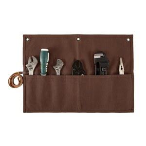 끌 롤, 소형 공구 롤 파우치, 공구 롤 백 정리함, 헤비 듀티 왁스 캔버스 공구 가방, 6 포켓 렌치 롤업 파우치가 있는 핸드 공구 홀더용 다용도 롤업 보관 가방