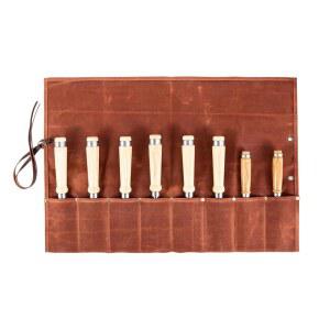 끌 롤, 8 포켓 렌치 공구 롤, 왁스 캔버스 공구 파우치, 보관 도구 끌, 렌치, 펜치, 조각 칼, 거즈, 휴대하기 쉬운, 가족 및 친구를 위한 맞춤형 선물