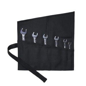 끌, 망치, 낚시 지그, 조각 칼(블랙)을 위한 6개의 포켓이 있는 도구 롤업 백, 왁스 캔버스 렌치 롤 파우치