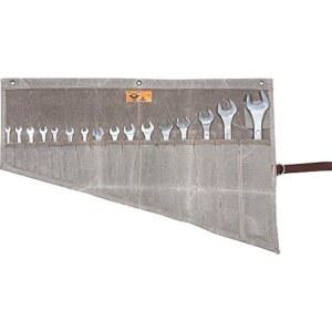 불 도구 16포켓 렌치 롤 파우치 u2013 미터법 및 표준 렌치 세트 u2013 왁스 캔버스 롤업 백 u2013 헤비 듀티 수제 도구 캐리어 - 워싱 시나몬 브라운(도구 미포함)