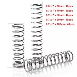 호환  크기는 0.7x7x708090100mm 160개 0.6x7x90mm 40개 아연 도금 압축 압력 소형 스프링입니다.
