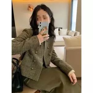 하프 여자 빈티지 가을 코트 트위드 쇼트 춘추룩 프렌치 톱 MF3