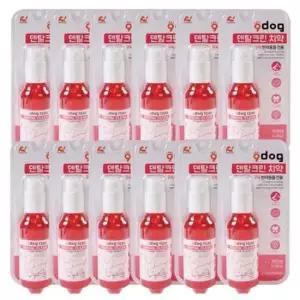 [반려] 12P 덴탈 치석관리 클린 양치 치약 딸기 강아지 100ml