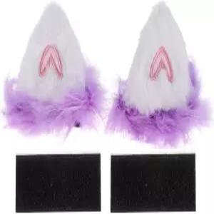 ABSOPRO 오토바이 헬멧 액세서리는 보라색 솜털로 하트 고양이 귀를 장식합니다 자전거 스키 흰색 스티커