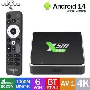 셋톱박스 NEW UGOOS X5M Pro TV 박스 안드로이드 14 Amlogic S905X5M 4K AI-SR HD 245G Wifi6 1000M 미디어