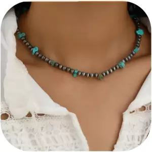 로 돌프 웨스턴 주얼리 세트 나바호 진주 목걸이 귀걸이 터키석 여성 컨트리 콘서트 카우걸 드레스 보호