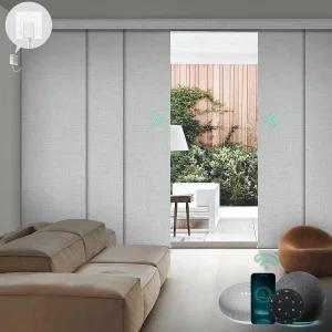 Yoolax 커스텀 XL 스마트 슬라이딩 도어 블라인드 알렉사와 호환되는 전동 패널 유리문용 블랙아웃 수직
