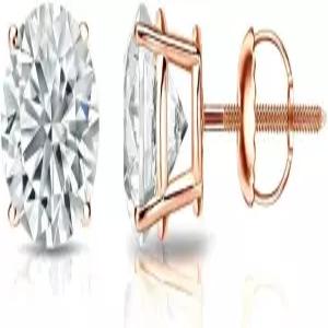 14k 골드(E-F SI1-SI2 cttw)의 1/4에서 2캐럿 랩 그로운 다이아몬드 원형 스터드 귀걸이 위시의 4가지 갈래