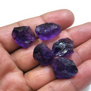 빛나는 보라색 자수정 원석 5개 17-21mm 크기 보석류용