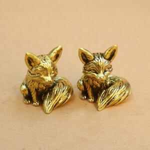 1pc 미니 황동 여우 데스크탑 장식품 구리 연구 창조적 인 선물 공예품 작은