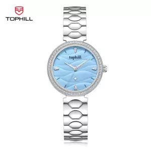 TOPHILL 미니 시계 여성용 쿼츠 간단한 사파이어 크리스탈 3ATM 방수 선물