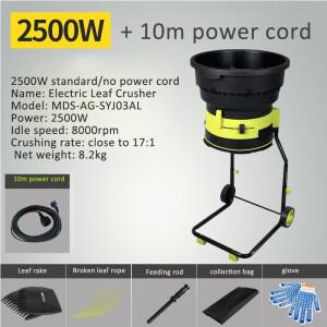 전기 잎 분쇄기 소형 2500W 220V 강력한 조절 가능한 두께로 잎을 빠르게