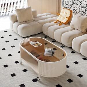 롤러가 있는 고급스러운 커피 테이블, 모던하고 독특한 심플한 프리미티브 글래머 바스, 홈 가구