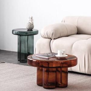 유리 커피 테이블 라이트 럭셔리 모던 거실 가정용 소형 아파트 꽃잎 티 엣지 북유럽 심플