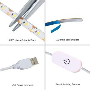 터치 스위치가 있는 USB 전원 LED 재봉틀 라이트 바, 밝기 조절 가능, 가정 장식 및 공예품용 쉬운 설치